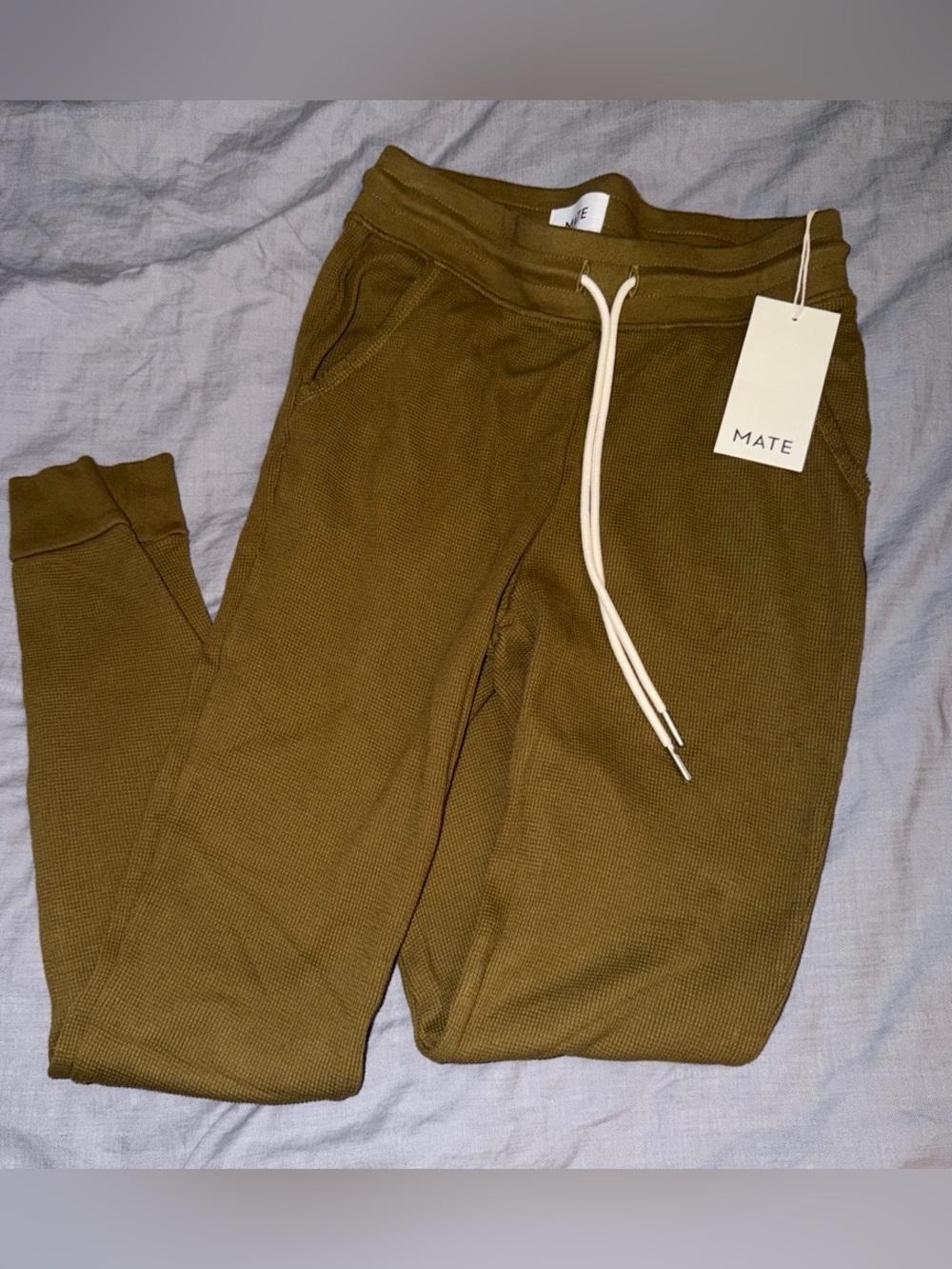 Mate the Label Olive Green Waffle Knit Jogger Pants Size XS